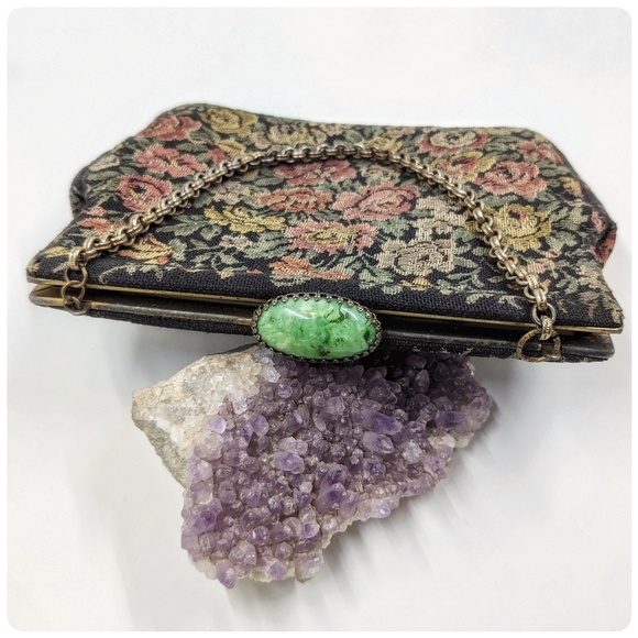 *SOLD* Vtg/Antique Petit Point Edwardian tapestry bag - Picture 4 of 8